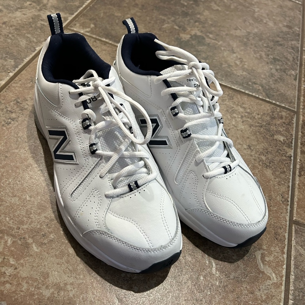 New Balance Men's White and Navy Sneakers